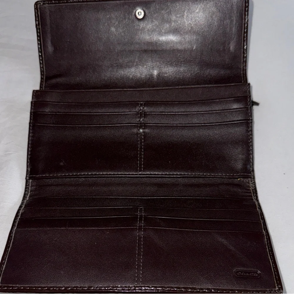 Coach Dark Brown Signature Clutch